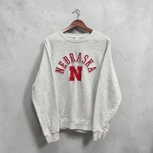 Captivating Apparel Nebraska Huskers Sweatshirt Mens XL Gray Raglan Pullover Y/K